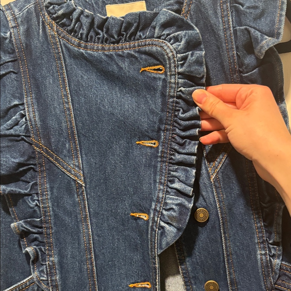 SÉZANE denim Faye ruffle vest - Picture 7 of 10